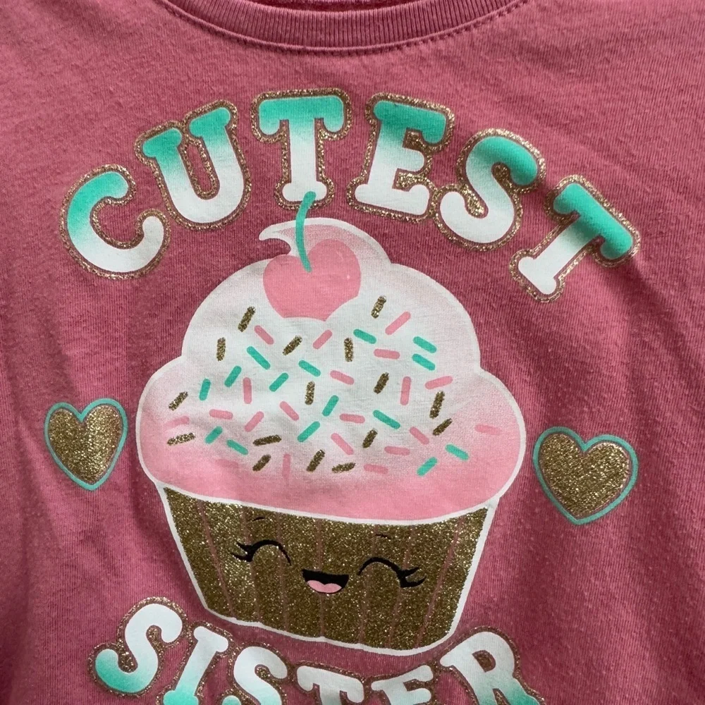 The Children’s Place 3T Pink Cutest Sister Cupcake Long Sleeve T Shirt Blouse